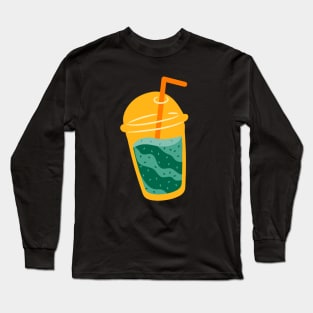 Zen Sip: Matcha Delight in an Orange Cup Long Sleeve T-Shirt